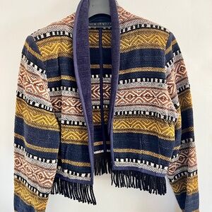 New Identity - Vintage 90s Western Aztec Collared Cotton Women's Jacket (L)